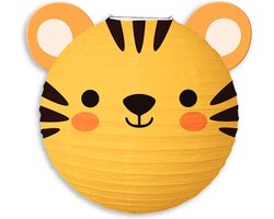 LUQ - Tijger - Lampion - Sint Maarten - Zonder - Lampionstokje - Met Lichtje - Dieren - TrekLampion - Papier - Kind - Geel - 1 Stuk