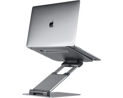 LURK® Laptop Standaard Ergonomisch - Aluminium Laptop Verhoger - Staand werken - Verstelbaar en Opvouwbaar - Laptophouder Zilverkleurig