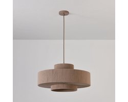 Lusenz - Katoenen hanglamp eettafel - Bruin - 3-laags - Gevlochten katoen - E27 Fitting - Dimbaar - Hoogte verstelbaar - Voor woonkamer, gang, slaapkamer, zolder en hal - Plafondlamp - Klassiek, Moderne lamp - Japandi