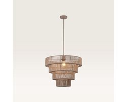 Lusenz - Katoenen hanglamp eettafel - Bruin - 4-laags - Gevlochten katoen - E27 Fitting - Dimbaar - Hoogte verstelbaar - Voor woonkamer, gang, slaapkamer, zolder en hal - Plafondlamp - Klassiek, Moderne lamp - Japandi
