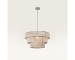 Lusenz - Katoenen hanglamp eettafel - wit - 3-laags - Gevlochten katoen - E27 Fitting - Dimbaar - Hoogte verstelbaar - Voor woonkamer, gang, slaapkamer, zolder en hal - Plafondlamp - Klassiek, Moderne lamp - Japandi