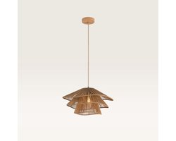 Lusenz - Papieren hanglamp eettafel - Bruin - 3-laags - Gevlochten papier - E27 Fitting - Dimbaar - Hoogte verstelbaar - Voor woonkamer, gang, slaapkamer, zolder en hal - Plafondlamp - Klassiek, Moderne lamp - Japandi