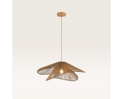 Lusenz - Papieren hanglamp eettafel - Bruin - Gevlochten papier - E27 Fitting - Dimbaar - Hoogte verstelbaar - Voor woonkamer, gang, slaapkamer, zolder en hal - Plafondlamp - Klassiek, Moderne lamp - Japandi