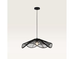 Lusenz - Papieren hanglamp eettafel L - Zwart - Gevlochten papier - E27 Fitting - Dimbaar - Hoogte verstelbaar - Voor woonkamer, gang, slaapkamer, zolder en hal - Plafondlamp - Klassiek, Moderne lamp - Japandi
