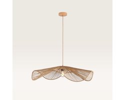 Lusenz - Papieren hanglamp eettafel XL - Bruin - Gevlochten papier - E27 Fitting - Dimbaar - Hoogte verstelbaar - Voor woonkamer, gang, slaapkamer, zolder en hal - Plafondlamp - Klassiek, Moderne lamp - Japandi