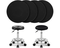 Lusofie 4pcs Round Stool Covers High Stretchy Black Bar Stool Covers Washable Round Pillowcases Elastic Bar Chair Covers