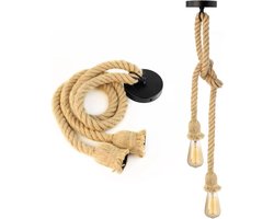 Luster en Corde de Chanvre - Dubbele Tête Suspendue, stijl Rétro pour Salle à Manger