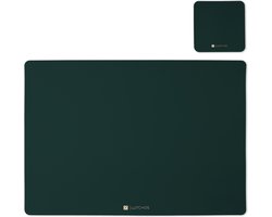 LUTCHOS Placemats – 12-delige Set – PU Leer – Pine Green – Waterafstotend – Rechthoekig