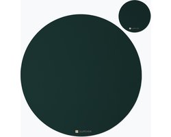 LUTCHOS Placemats – 12-delige Set – PU Leer – Pine Green – Waterafstotend – Rond