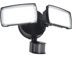LUTEC Chimera - LED security wandlamp voor buiten - Tweekoppig - 2350Lm krachtig licht - 5000K helder wit licht - Mat zwart