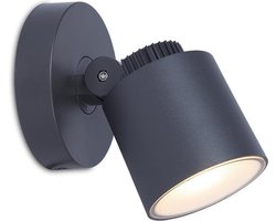 LUTEC Explorer - LED wandlamp voor buiten - Draaibare lamp - Premium aluminium - 380Lm - 3000K warm wit licht - IP54 extra weerbestendig - Donkergrijs