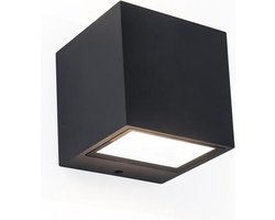 LUTEC Gemini - LED wandlamp voor buiten - Up & Down - Premium aluminium - 850Lm - 3000K warm licht - IP54 extra weerbestendig - Mat zwart - 88 x 86 x 85 mm