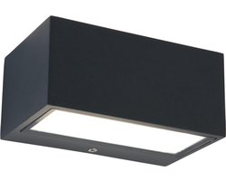 LUTEC Gemini Square Small - Wandlamp voor buiten - Up & Down - Aluminium - LED - 700 Lumen - 10.5W - 4000K wit licht- Donkergrijs
