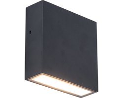 LUTEC Gemini XF - LED wandlamp voor buiten - Premium aluminium - 750Lm - 3000K warm licht - IP54 extra weerbestendig - Mat zwart - 110 x 38 x 110 mm