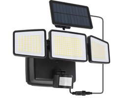 LUTEC Solis - LED solar security wandlamp voor buiten - PIR bewegingssensor - 1800Lm - 7000K helder wit licht - IP44 weerbestendig - Zwart