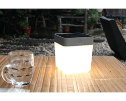 LUTEC Table Cube - Draagbare LED solarlamp - zilver