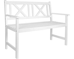 Luton 2-persoons tuinbank - Tuinbankje - Tuinbank hout - Witte tuinbank - Balkon bank
