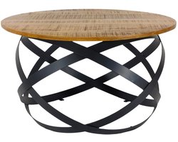 Luuk | bijzettafel | zwart | metaal en gerecycled hout | 75x37/45 cm | bijzettafel | bijzettafel buiten | bijzettafel industrieel | salontafel | klein bijzettafeltje | Wood Selections