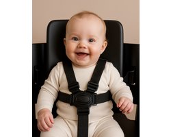 LuukyBB - Kinderstoel Tuigje - Zwart - Verstelbaar Baby Gordel Harness - Buggy Kinderwagen Riem Wipstoel Gordel - 5 Punts Harnass Veiligheidsgordel Riempjes Veiligheidstuigje Kind