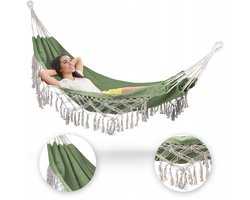 Luverno® Hangmat XXL - 200x150 cm, tot 200kg - Boho Katoenen Hangmat voor Buiten, Tuin, Balkon - voor Kinderen en Volwassenen