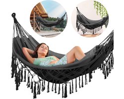 Luverno® Hangmat XXL - 200x150 cm, tot 200kg - Boho Katoenen Hangmat voor Buiten, Tuin, Balkon - voor Kinderen en Volwassenen