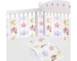 Luvetrex ® Ademend Bedomrander voor Babybedje met Hoofdbescherming en Valbeveiliging - Olifant Design