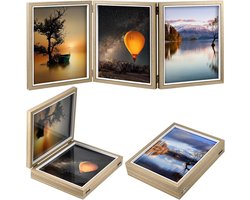 Luvetrex ® Fotolijst voor Drie Foto's - Opvouwbaar en Stijlvol Tafelframe voor Herinneringen