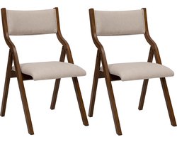 Luvetrex ® Set van 2 Moderne Opvouwbare Stoelen voor Eetkamer, Bureau en Buitenactiviteiten, Houten Frame, Taupe