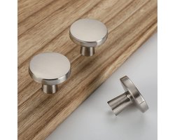 Luvetrex ® Set van 4 meubelknoppen, rond, roestvrij staal, deur, Lontan kast, .