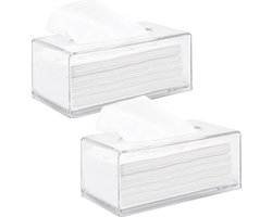 Luvetrex ® Transparante Acryl Opbergdozen voor Cosmetische Doekjes en Papieren Handdoeken - Set van 2