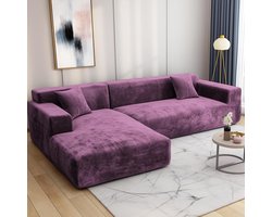 Luvetrex ® Universele Stretch Hoes voor Hoekbanken en Rechte Banken, 1/2/3/4-Zits, Paars