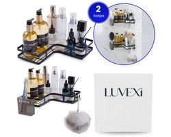 Luvexi - Doucherek - 2laags- Badkamer accessoires - Doucherek hangend - Zonder boren - badkamer - Zwart