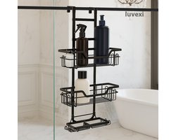 Luvexi - DoucheRek – Hangend Doucherek - Zonder Boren – Roestvrij & Ruimtebesparend – 3 Lagen – Badkamer Organizer – Strak Design - Zwart