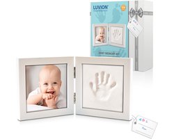 LUVION® Baby Fotolijstje met Klei Afdruk (Gipsafdruk baby) - Hand & Voet Afdruk - Geboorte cadeau - Kraamcadeau jongen / Kraamcadeau meisje