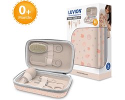 LUVION® Baby Verzorgingsset Roze - uitgebreide 8 delige geschenkset met baby verzorgingsproducten - Manicureset en nagelset met nagelknipper, nagelvijl en nagelschaartje - Borstel en kam voor de haarverzorging - Neuszuiger - Kraamcadeau Meisje