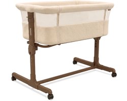 LUVION® Co Sleeper Teddy Ivory – Aanschuifbedje – Baby Wieg – Co-Sleeper – Teddy Stof – Inclusief Matras – Wit