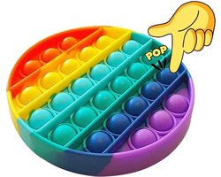 LUVIQ Pop It Fidget Toy - Premium Materiaal - Fidget Toys voor Kinderen & Volwassenen - Sensorisch Speelgoed - Regenboog - Rond
