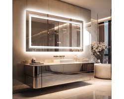 LUVODI badkamerspiegel met LED-licht - 1200x800mm grote dimbare verlichte wandspiegel - verlicht en aan de voorkant - demonteerbare slimme aanraakschakelaar - geheugenfunctie - IP56-niveau