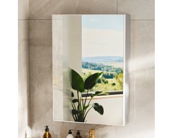 LUVODI Badkamerspiegelkast - 500x700 mm Wandmedicijnkast - Enkele deur - Opbergorganizer - Inbouw of opbouw