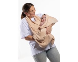 Luvrili badcape - Baby badcape - Twee handen vrij om je baby veilig en warm af te drogen - Badcape met capuchon - Badcape met buidel - babyshower - 100% katoen