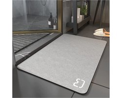 Lux Antislip Badmat, Badmat, diatomeeënachtige super absorberende badmat, sneldrogende antislip douchemat, bad stenen mat badkamer vloermat, machinewasbaar (grijs, 50 x 80)