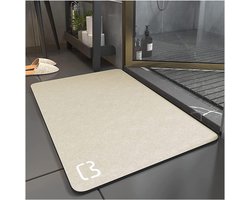 Lux Badmat, diatomeeënachtige super absorberende badmat Sneldrogende antislip douchemat, bad stenen mat badkamer vloermat, machinewasbaar (beige, 50 x 80)