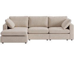 Lux chaise longuesofa rechts- of linkszijdig incl. 2 kussens beige.