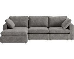 Lux chaise longuesofa rechts- of linkszijdig incl. 2 kussens grijs.