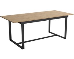 Lux Uitschuifbare Eettafel Natuurlijk Eiken – Rechthoekig – Hout met Fineer & Metaal – 120-280 cm – Geschikt voor 4 t/m 12 Personen – Industrieel & Modern Design
