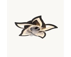LuxAir Bloom Noir – Plafondventilator met Verlichting – Bloemvormig LED 69 cm – Dimbaar 3000K-6500K – 6 Standen – Omkeerbaar – Afstandsbediening – Zwart