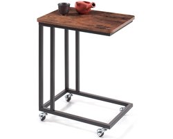 Luxaliving Bijzettafel met Wieltjes – Laptoptafel / Bedtafel – Eikenhout Look – 50×35×60 cm – Ook met Pootjes