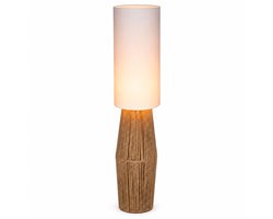 LuxaLiving Boho Vloerlamp 130 cm – Staande Lamp met Stoffen Kap – Rotan Look – Beige – Woonkamer & Slaapkamer