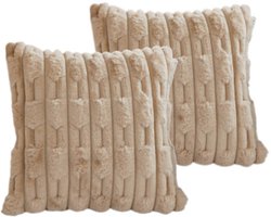 Luxaliving Fluffy Sierkussen | Pluche Kussen | Zacht Kussen Bank | Kussen Met Patroon | Set van 2 (Kaki) Bank - Bed - Woonkamer -hoes + vulling