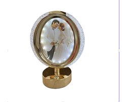 Luxaliving fotolijsten- ovaal fotolijst- hangend in een verlichte halve maan van kristalachtig materiaal en een gouden frame LED-verlichting met warme gloed, perfect voor sfeervolle decoratie -3 kleur-Valentijnsdag